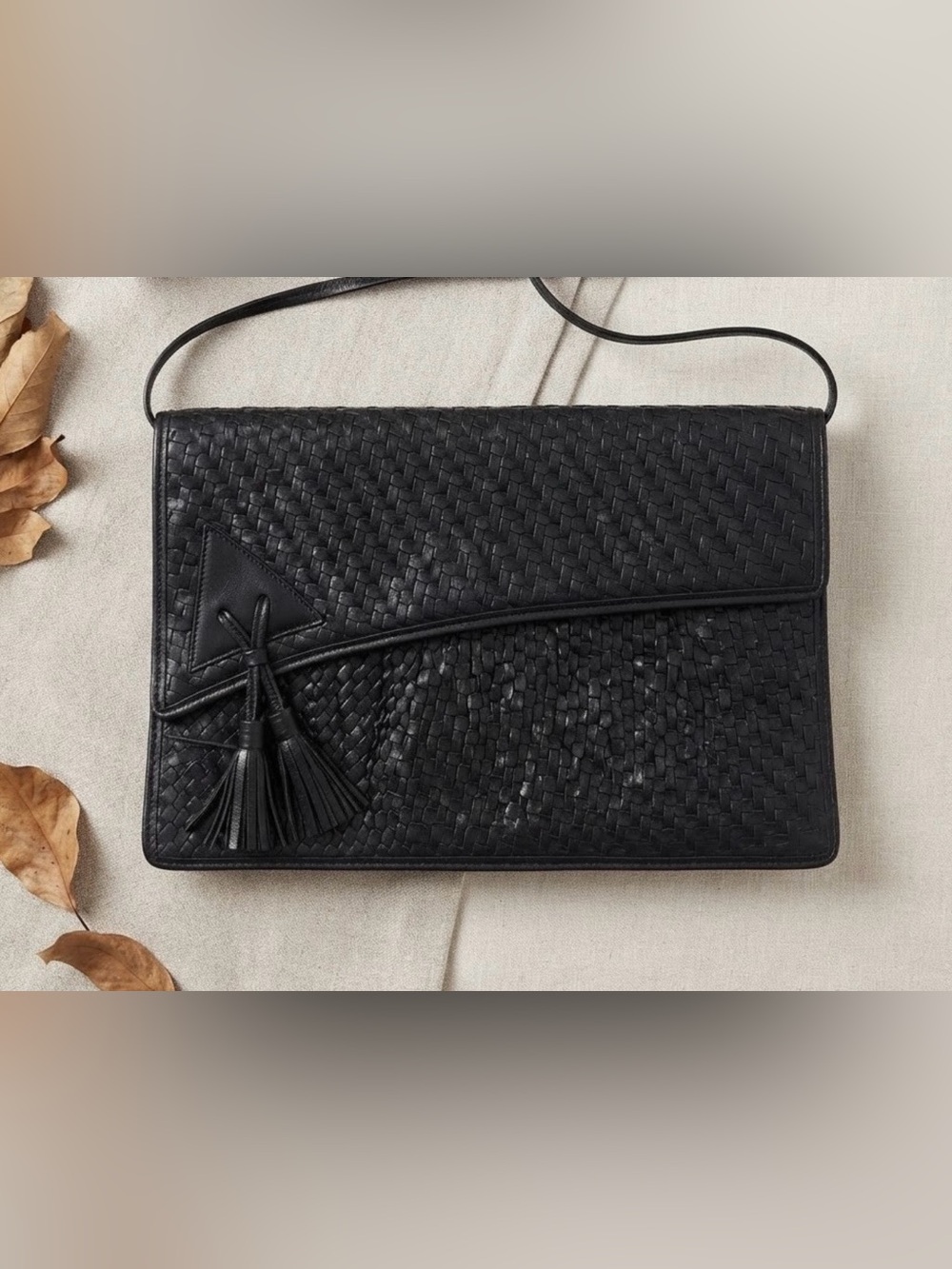 Lambskin Leather Woven Italian Purse, Excellent Condition